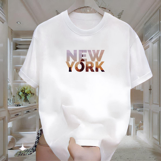 New York Baskılı Tshirt