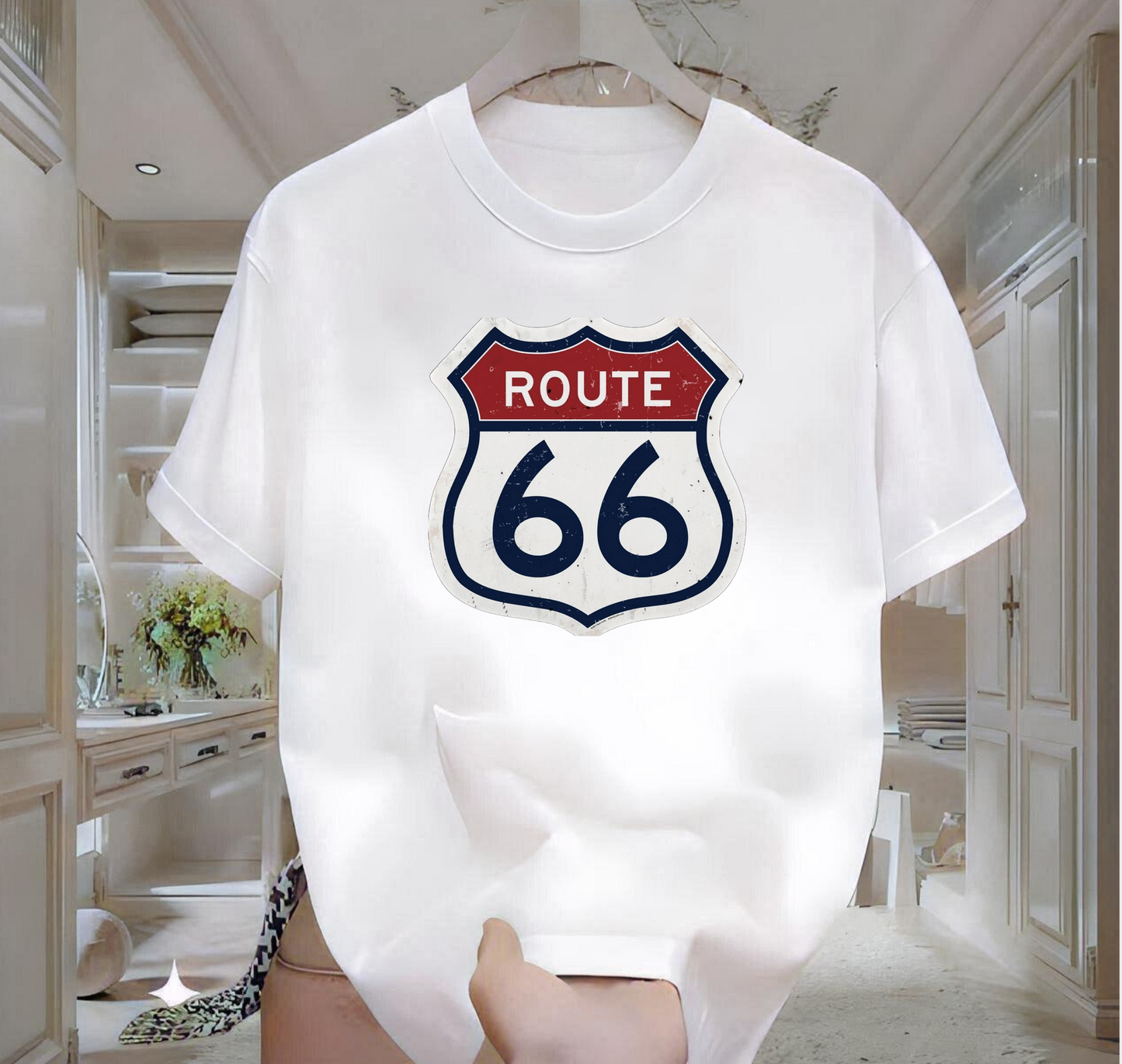 Route 66 Baskılı T-shirt