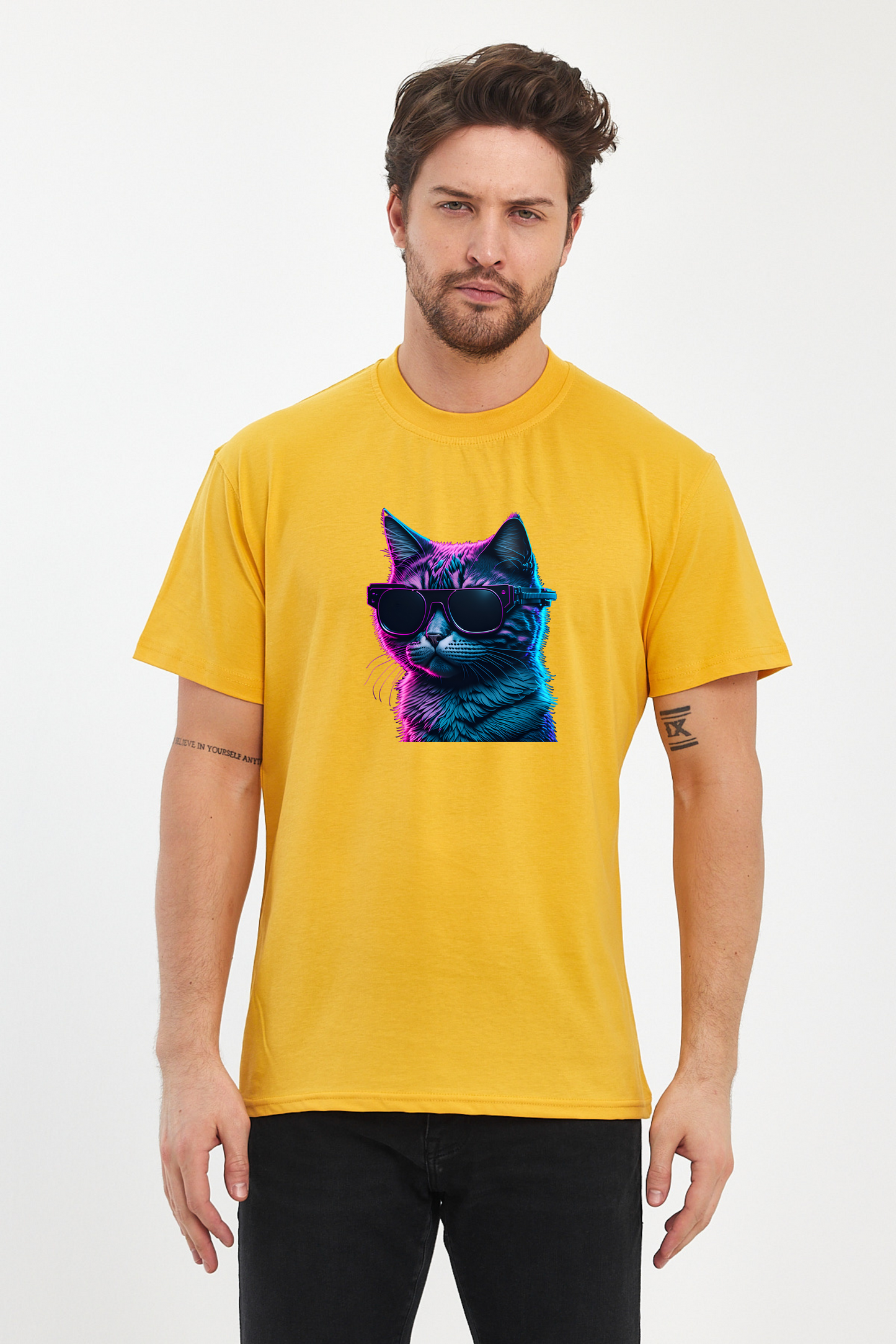 Mor Kedi Baskılı Tshirt