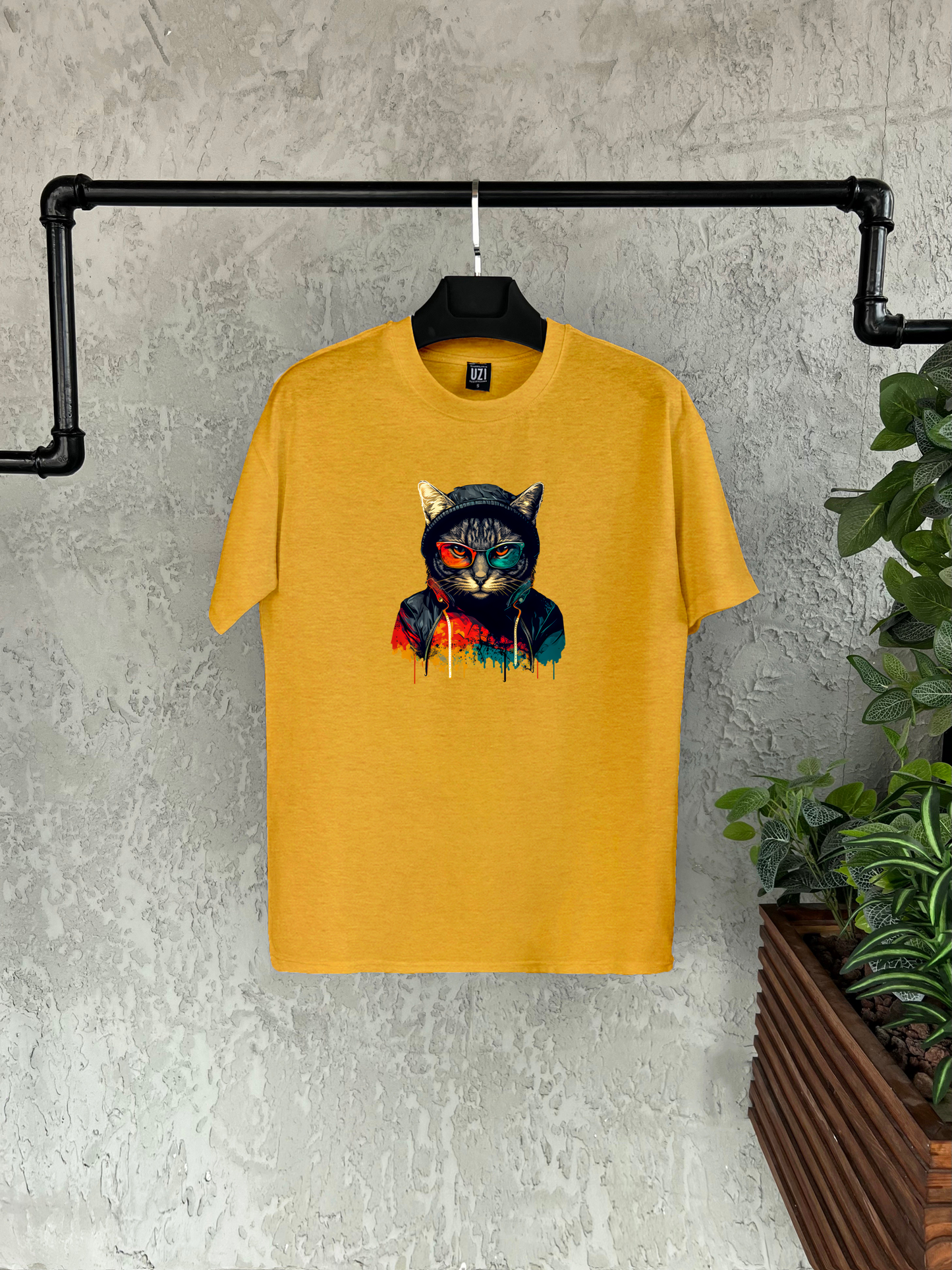 Şapkalı Kedi Baskılı T-shirt