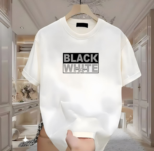 Black White Baskılı Tshirt