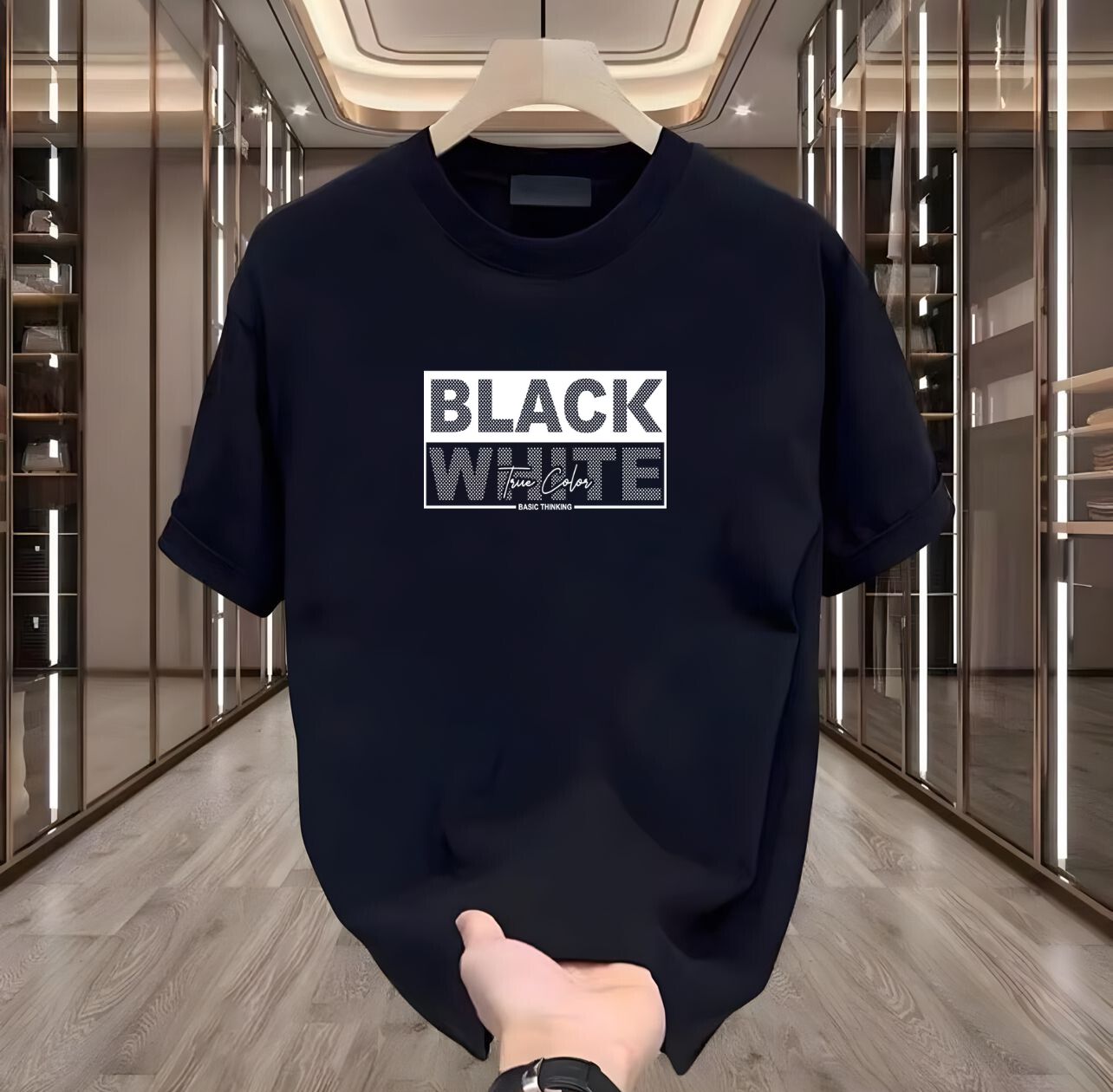 Black White Baskılı Tshirt