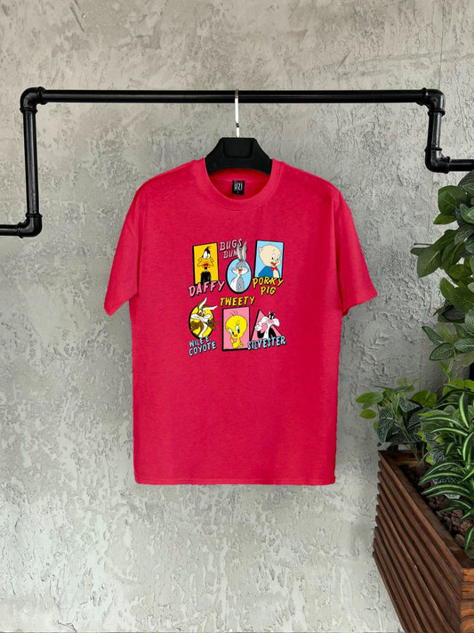 Çizgi Film Karakterleri Baskılı T-shirt