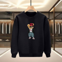 ŞAPKALI AYI BASKILI SİYAH SWEATSHİRT