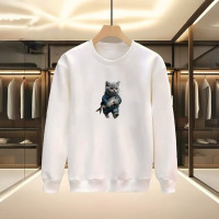 BALIK KEDİ BASKILI BEYAZ SWEATSHİRT