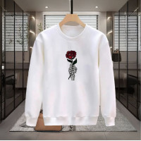 İSKELET GÜL BASKILI BEYAZ SWEATSHİRT
