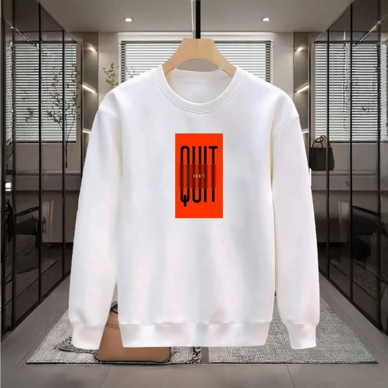 QUİT BASKILI BEYAZ SWEATSHİRT