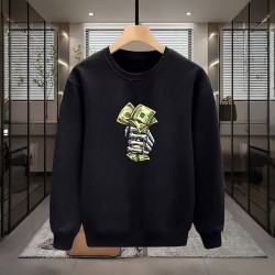 İSKELET PARA BASKILI SİYAH SWEATSHİRT