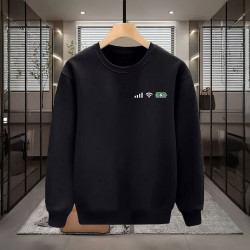 Wİ-Fİ BASKILI SİYAH SWEATSHİRT