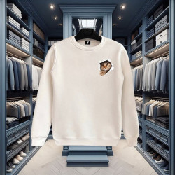 CAT BASKILI BEYAZ SWEATSHİRT